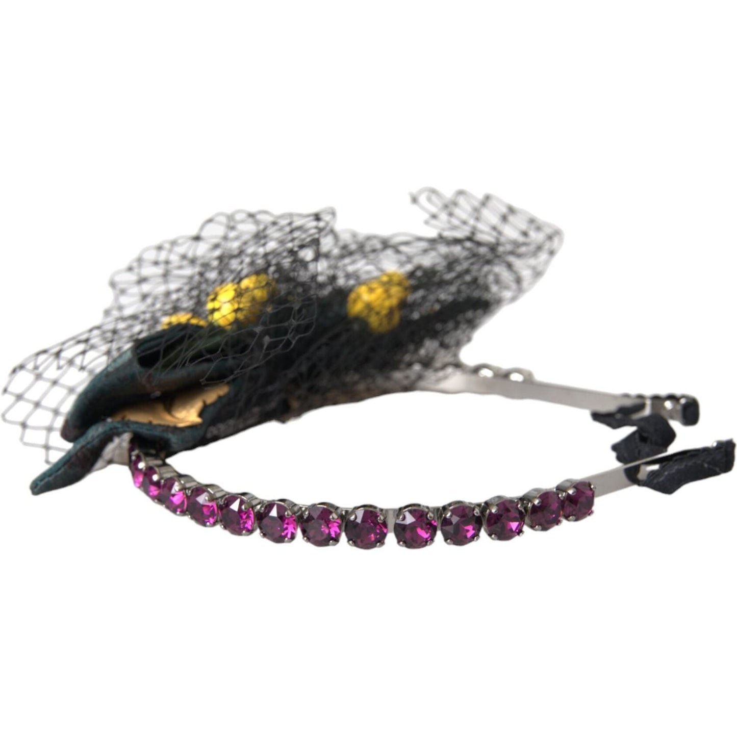 Black Lemons Sicily Purple Crystal Net Headband Diadem