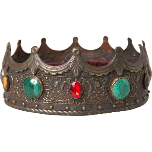 Bronze Brass Multicolor Crystal Crown Tiara Hat Dolce & Gabbana