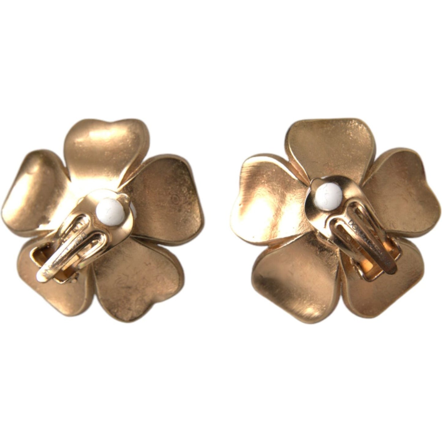 Gold Tone Maxi Faux Pearl Floral Clip-on Jewelry Earrings