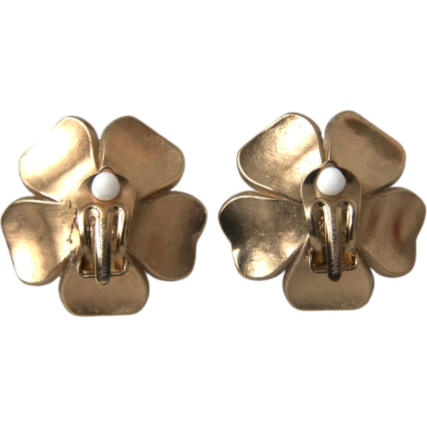 Gold Tone Maxi Faux Pearl Floral Clip-on Jewelry Earrings