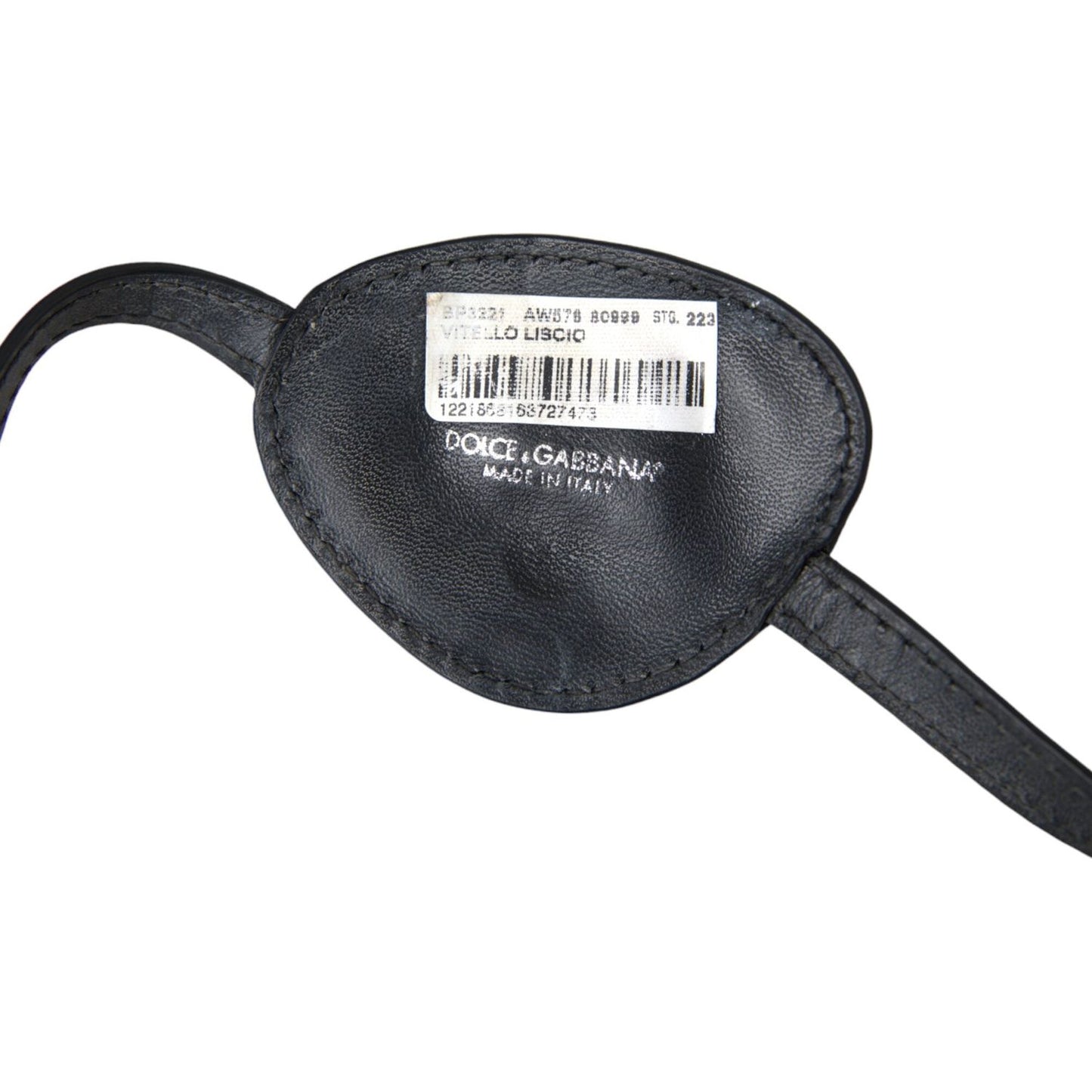 Black Calfskin Leather Metal DG Logo Eye Patch