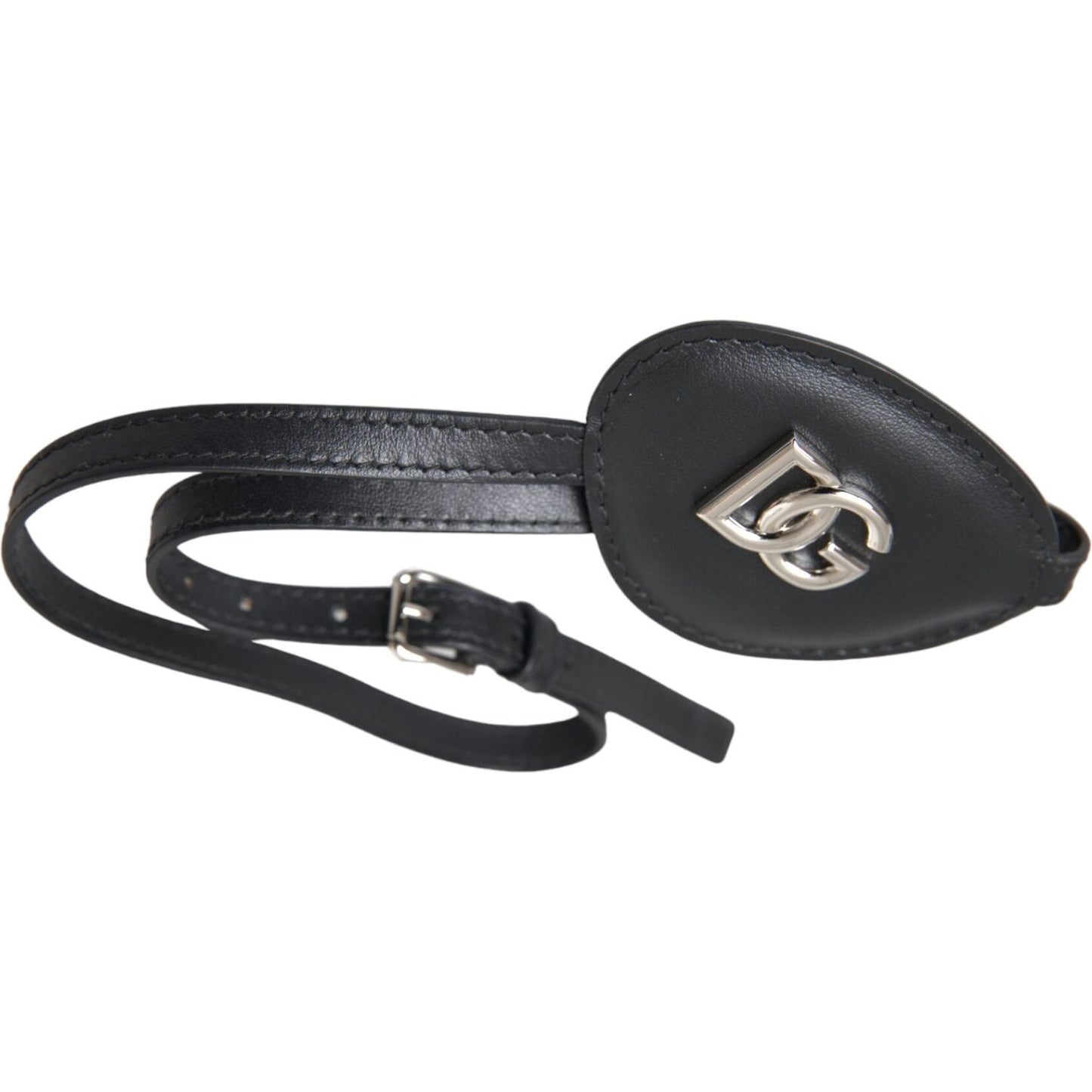 Black Calfskin Leather Metal DG Logo Eye Patch