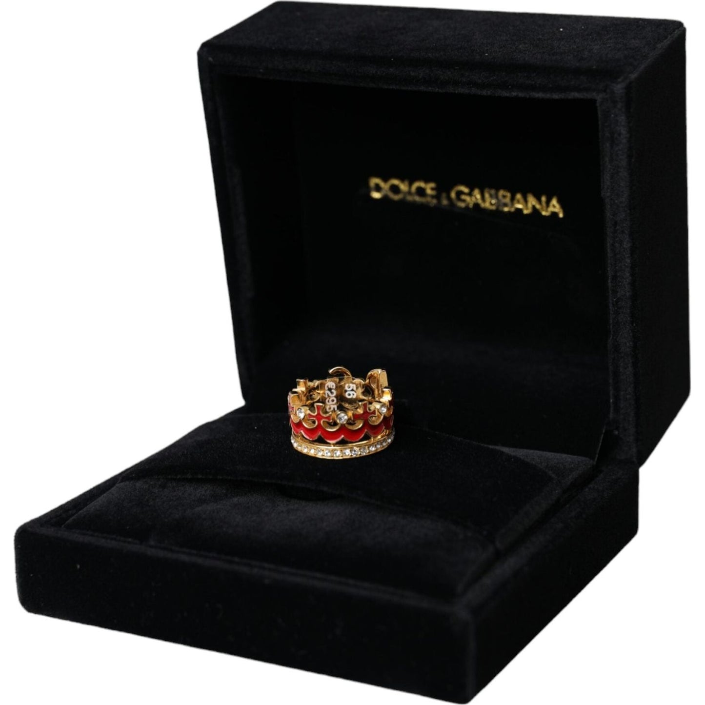 Gold Tone BrassCrystal Enamel DG CROWN Statement Ring