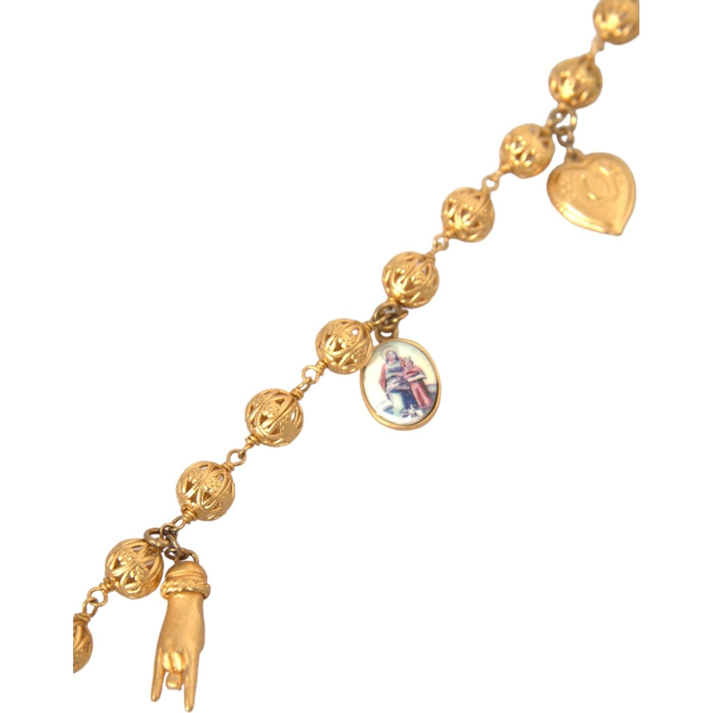 Gold Tone Chain Brass Beaded Statement Sicily Necklace