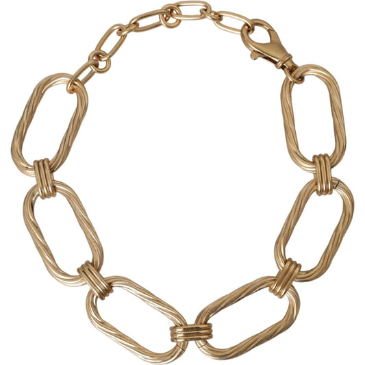 Gold Tone Brass Large Link Chain Jewelry Necklace