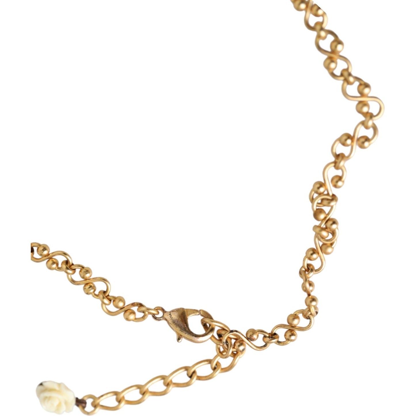 Gold Brass Chain Sacred Heart Crystal Charm Necklace