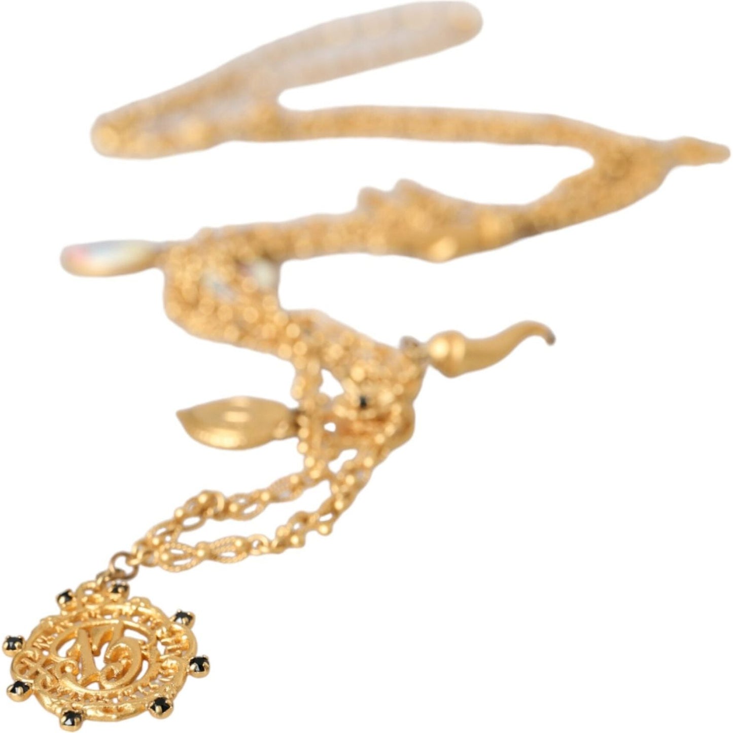 Gold Tone Chain Brass Charm Statement Sicily Necklace