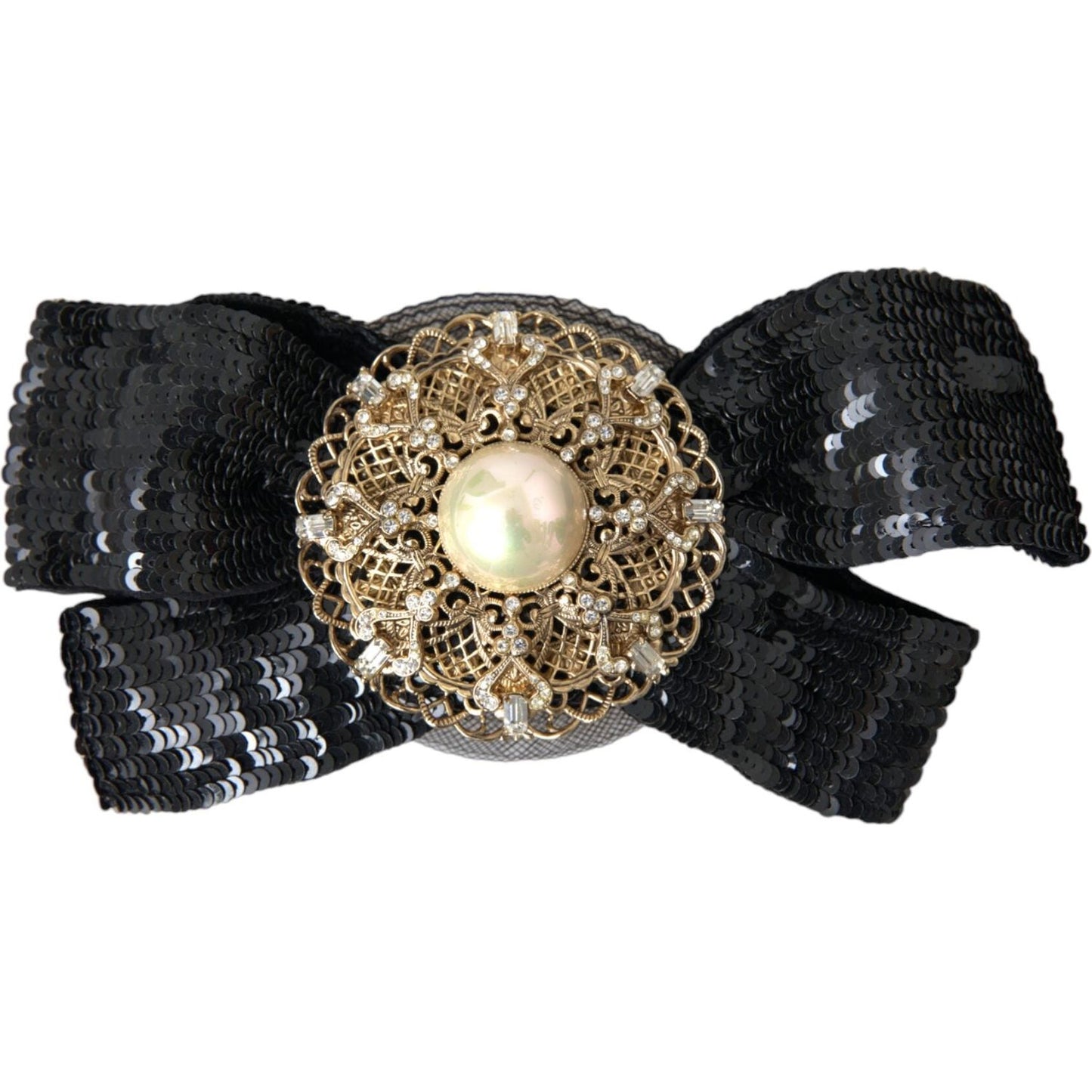 Black Sequin Pearl Handmade Brooch Hair Pin