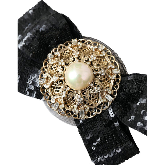 Black Sequin Pearl Handmade Brooch Hair Pin