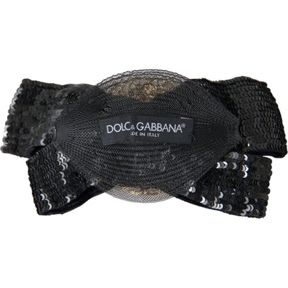 Dolce & Gabbana Black Sequin Pearl Handmade Brooch Hair Pin FASHION ACCESSORIES