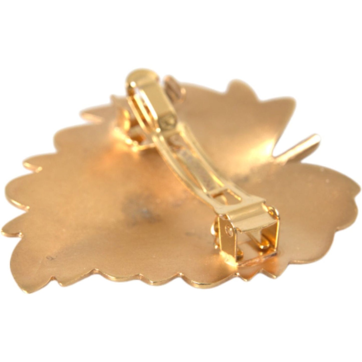 Gold Brass Leaf Embellished Jewelry Brooch Hair Pin