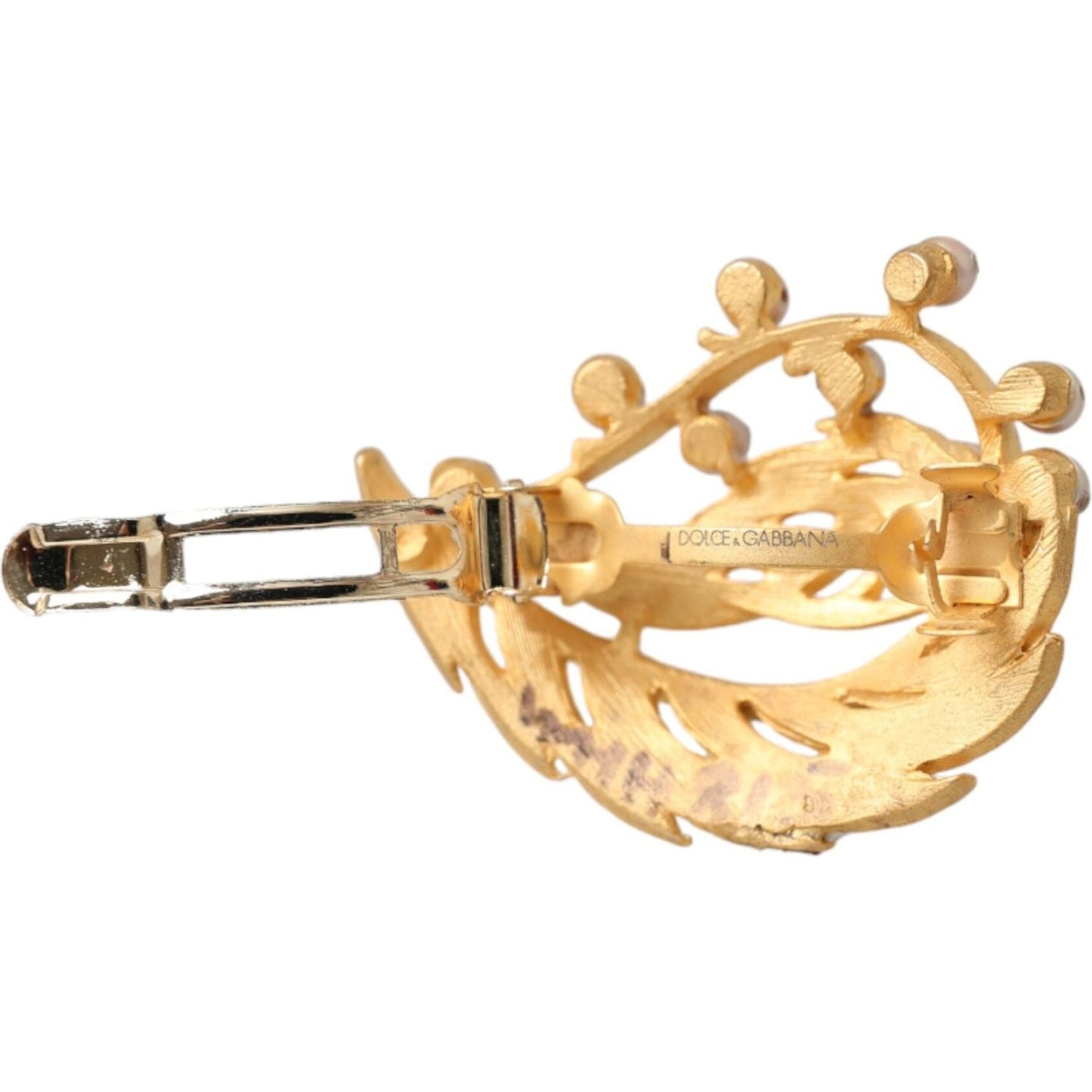 Gold Brass Leaf Embellished Jewelry Brooch Hair Pin