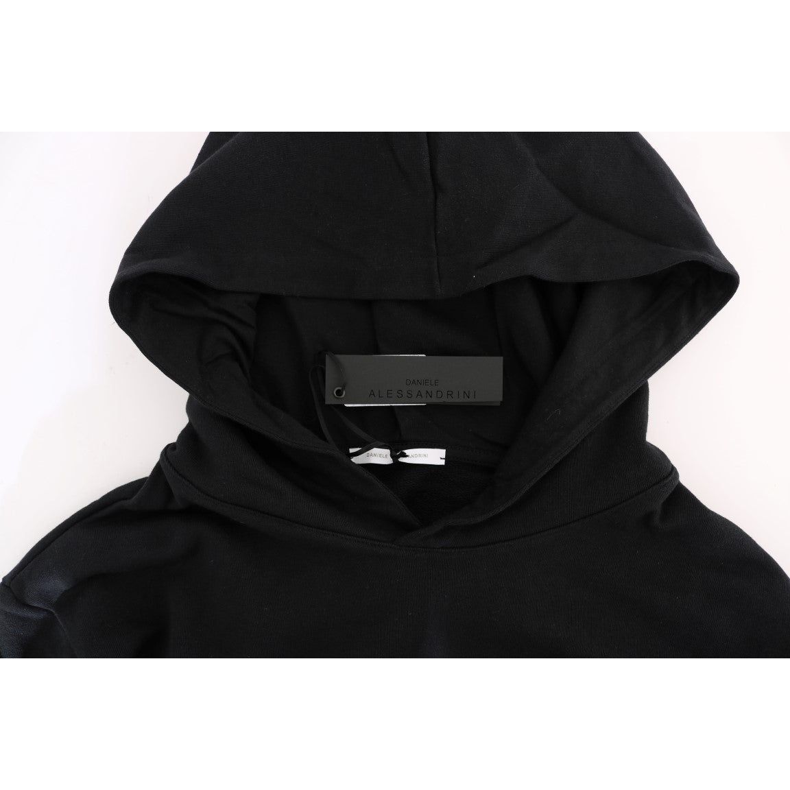 Elegant Black Cotton Hooded Sweater