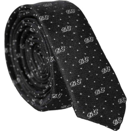 Black DG Logo 100% Silk Adjustable Tie