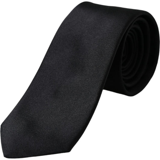 Dolce & Gabbana Black Solid Silk Adjustable Tie Men Dolce & Gabbana