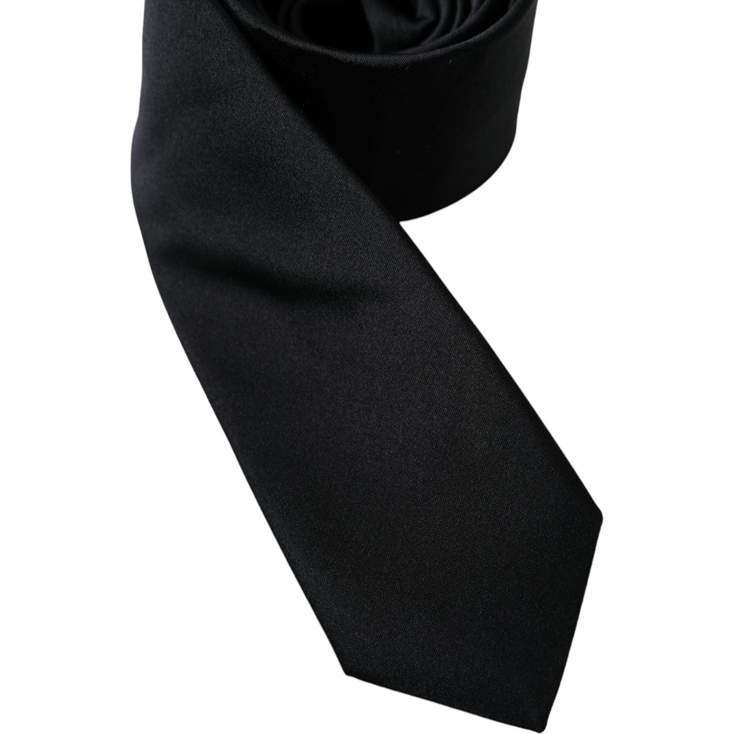 Dolce & Gabbana Black Solid Silk Adjustable Tie Men Dolce & Gabbana