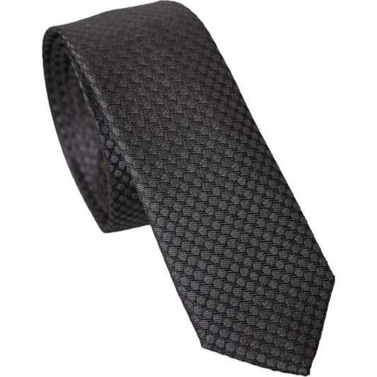 Black Patterned 100% Silk Adjustable Men Tie