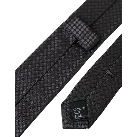 Black Patterned 100% Silk Adjustable Men Tie