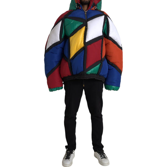 Multicolor Quilted Hooded Puffer Jacket