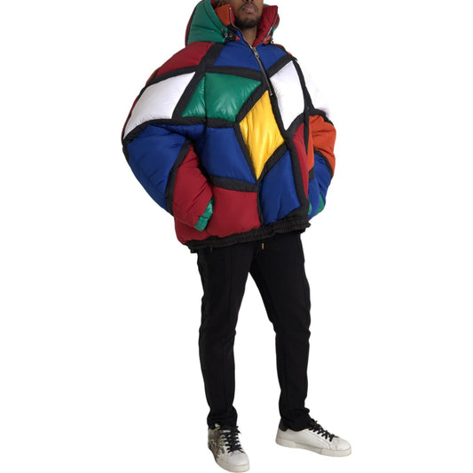 Multicolor Quilted Hooded Puffer Jacket