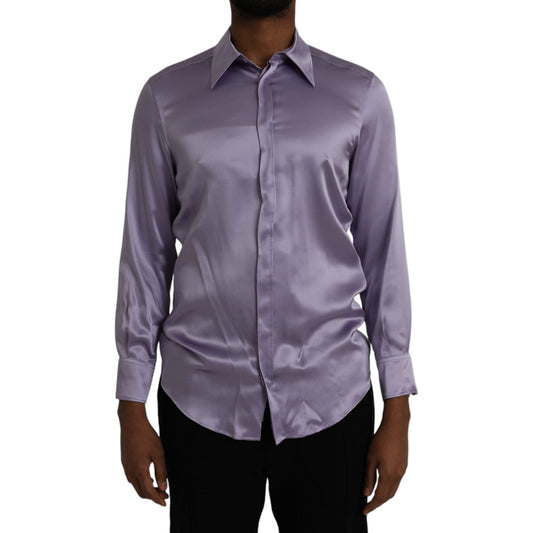 Purple Satin Silk Formal Dress MARTINI Shirt