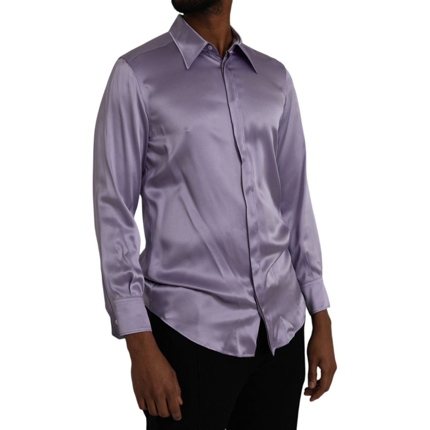 Purple Satin Silk Formal Dress MARTINI Shirt