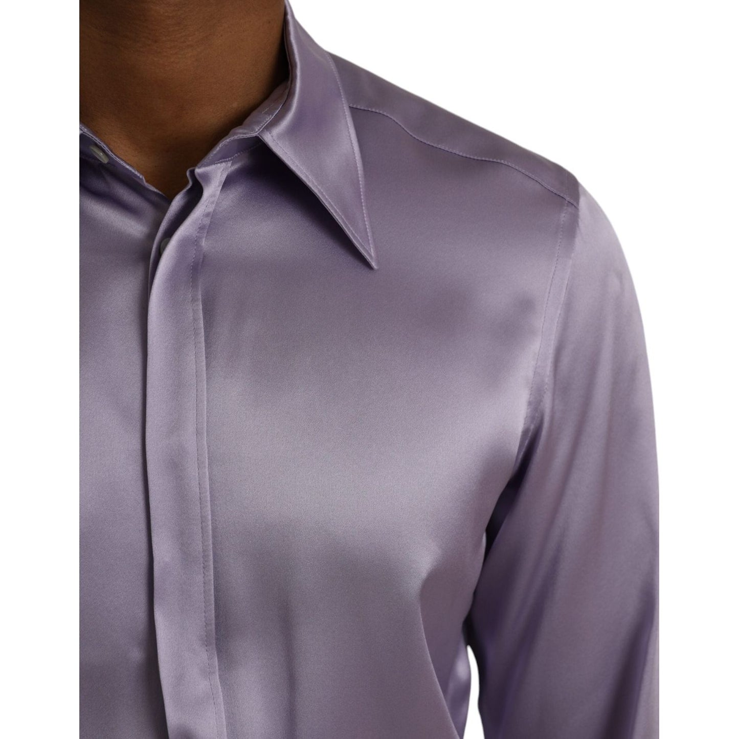 Purple Satin Silk Formal Dress MARTINI Shirt