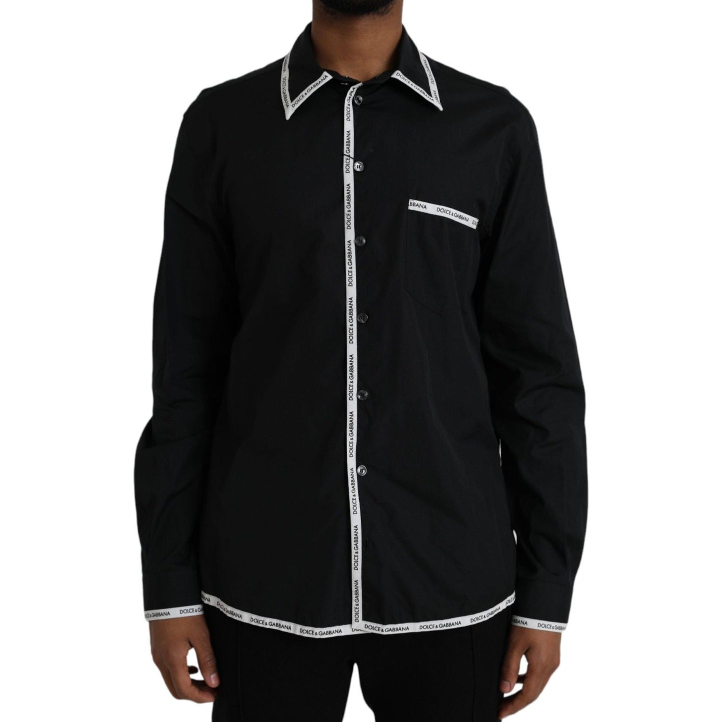 Black Collared Long Sleeve Cotton Casual Shirt