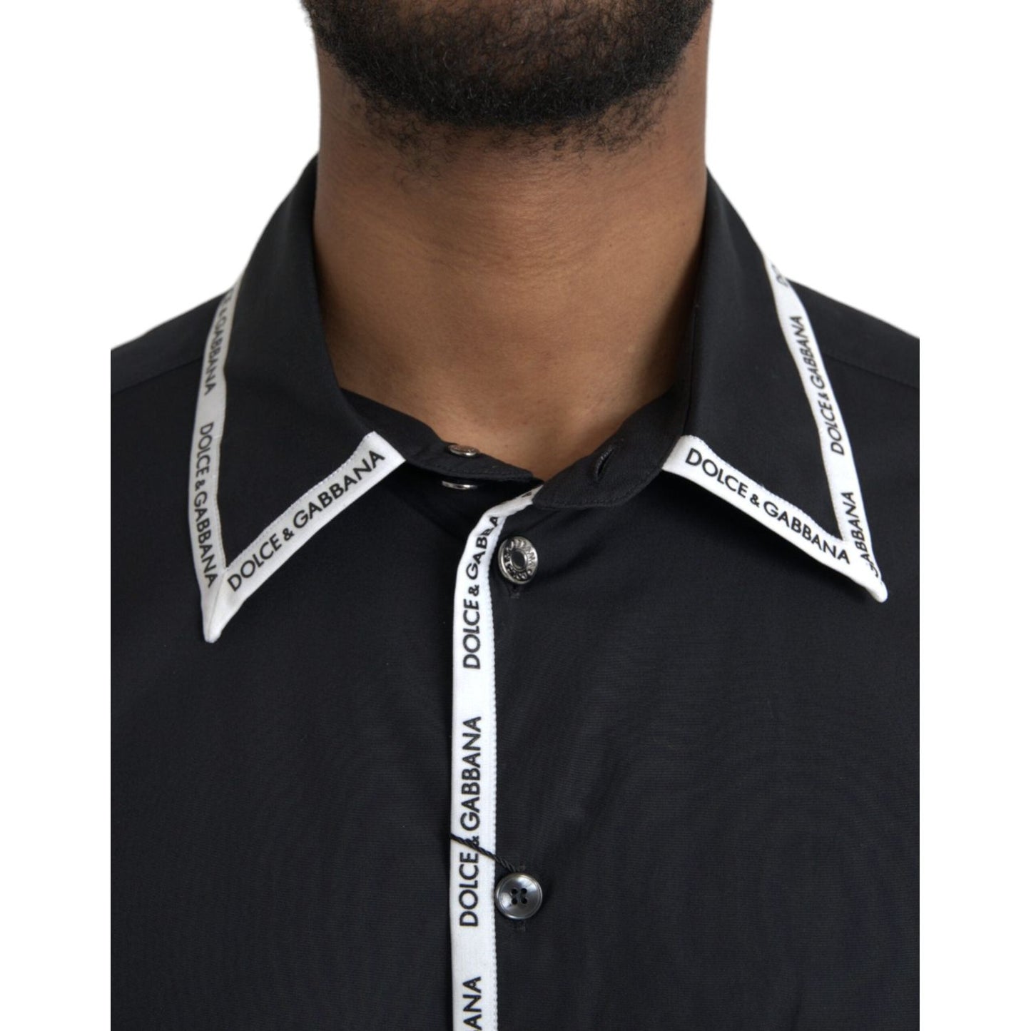 Black Collared Long Sleeve Cotton Casual Shirt