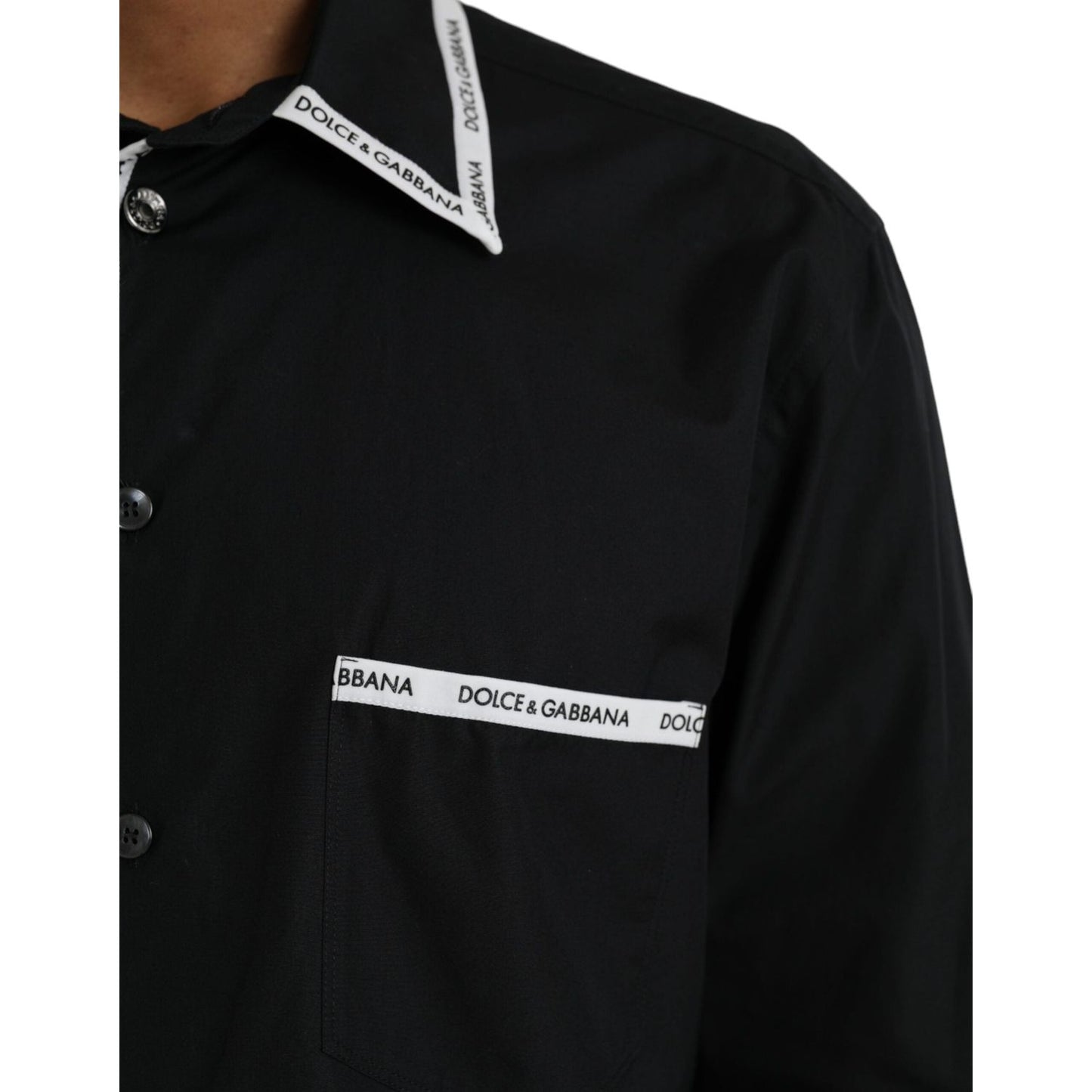 Black Collared Long Sleeve Cotton Casual Shirt