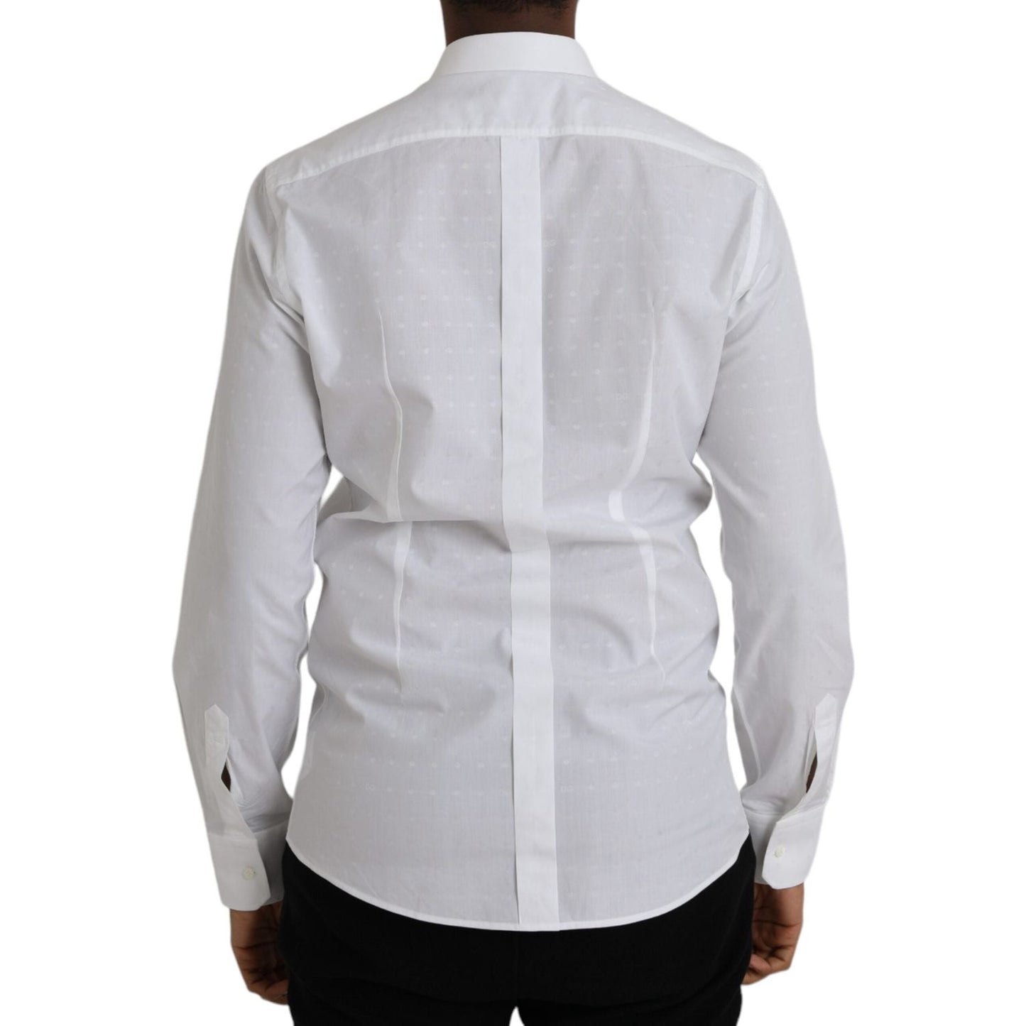 White Logo Cotton Men Dress GOLD Shirt