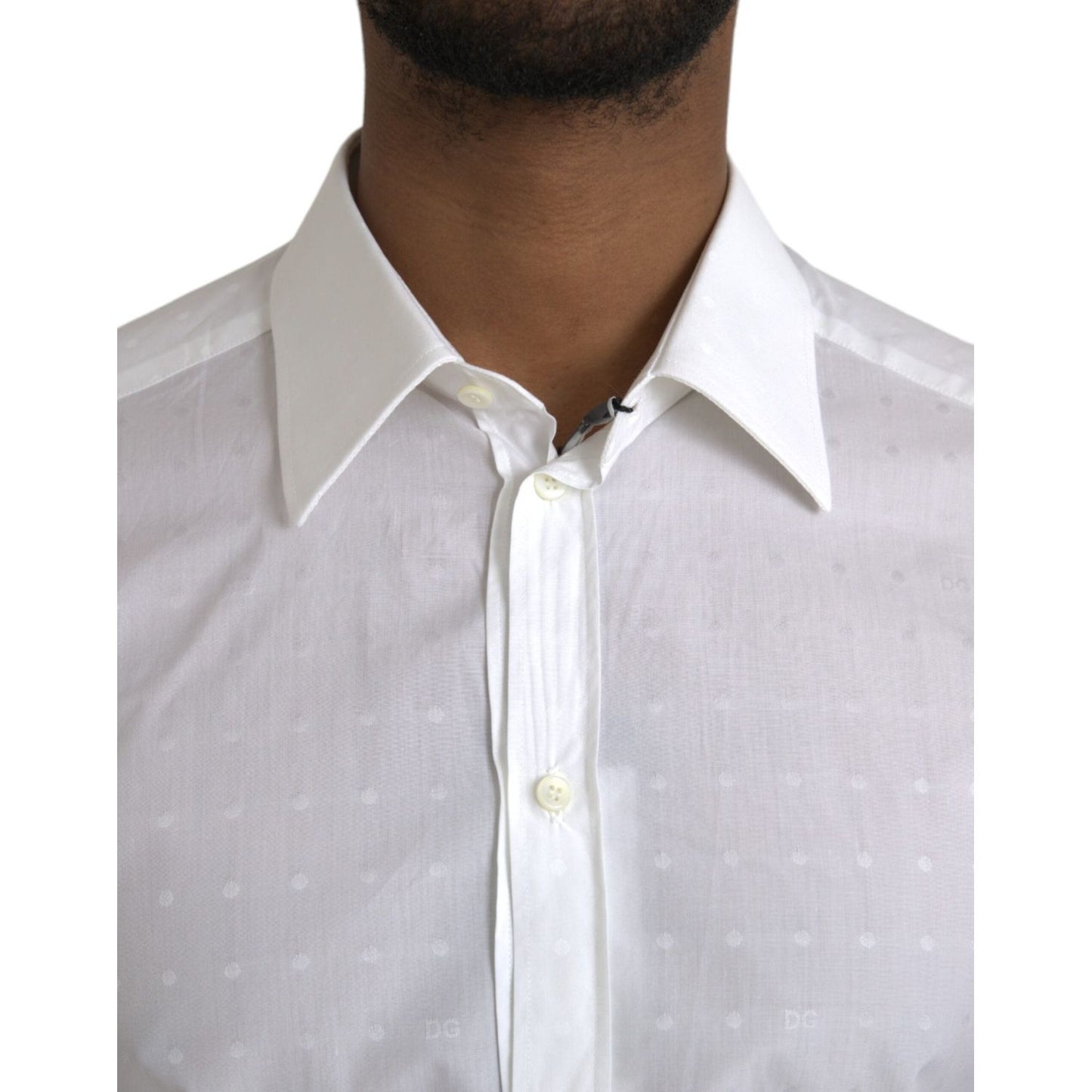 White Logo Cotton Men Dress GOLD Shirt