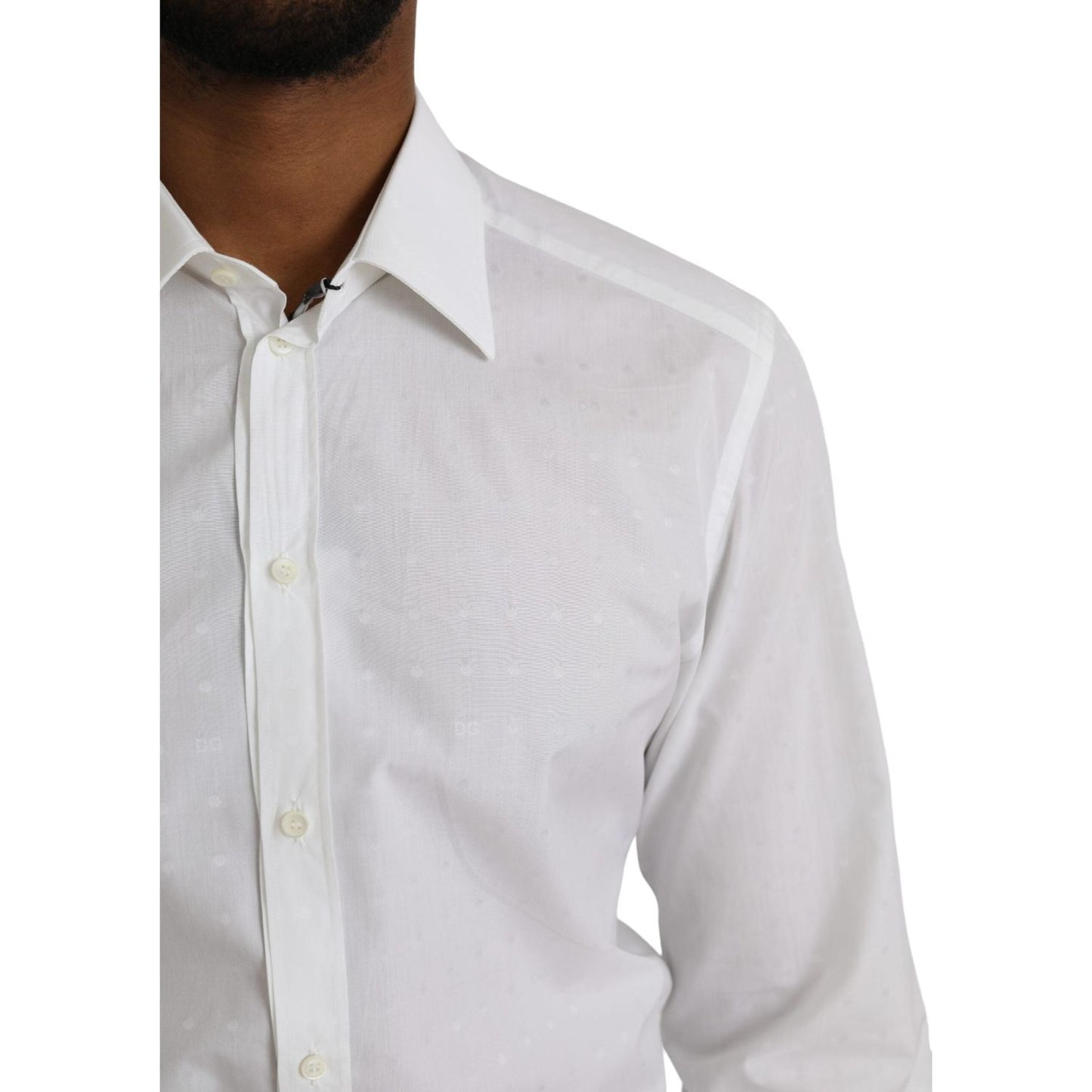 White Logo Cotton Men Dress GOLD Shirt