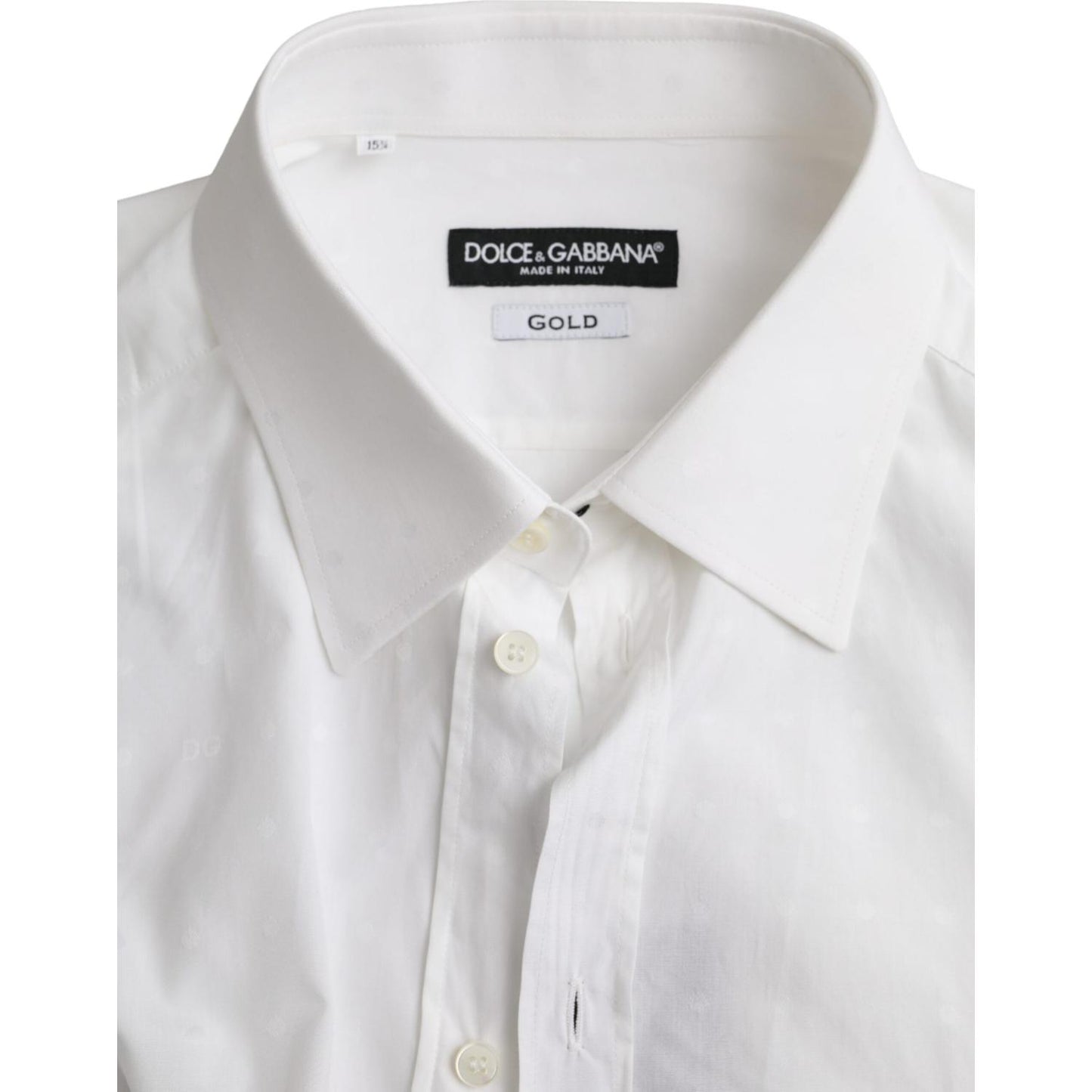 White Logo Cotton Men Dress GOLD Shirt