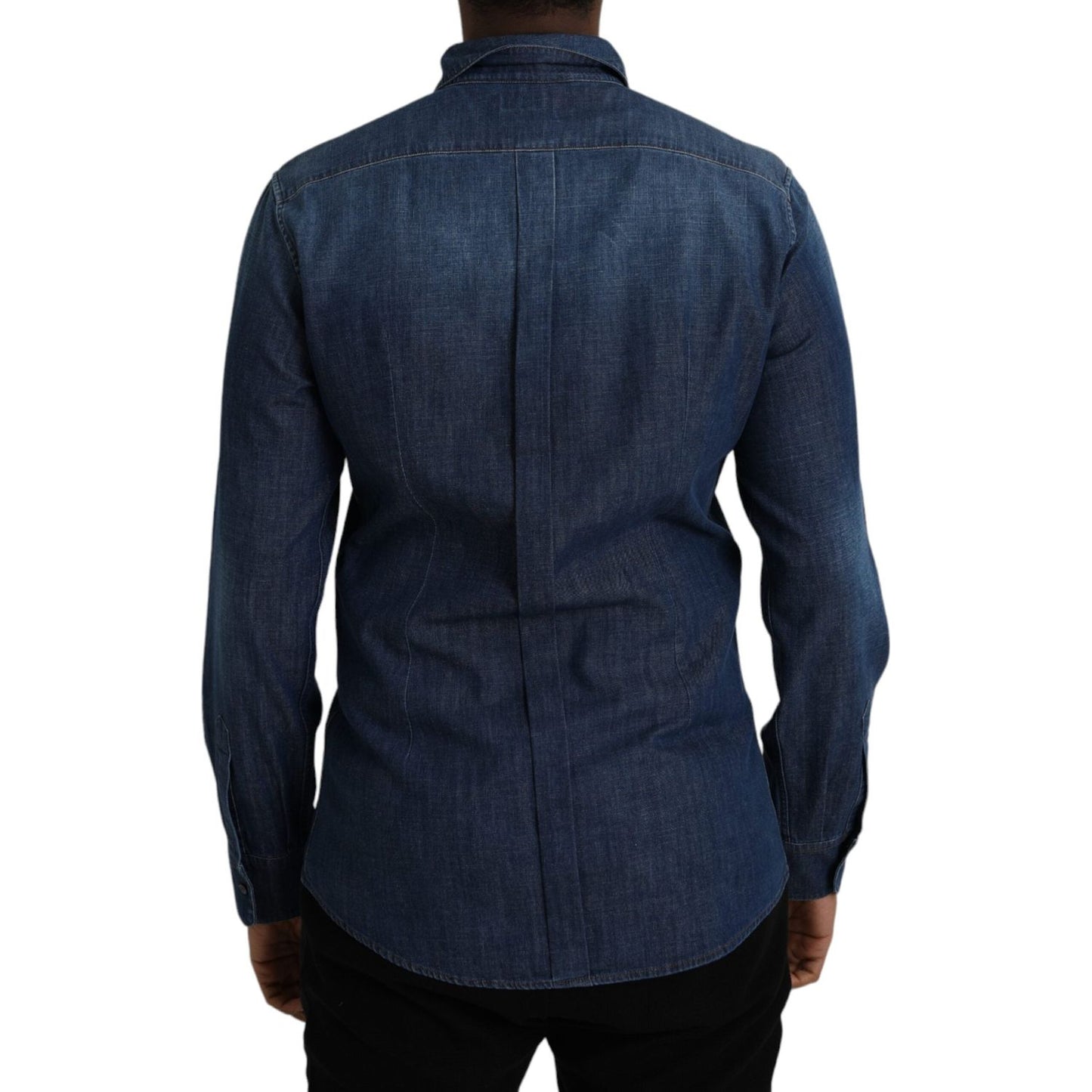 Blue Crown Bee Cotton Denim GOLD Shirt