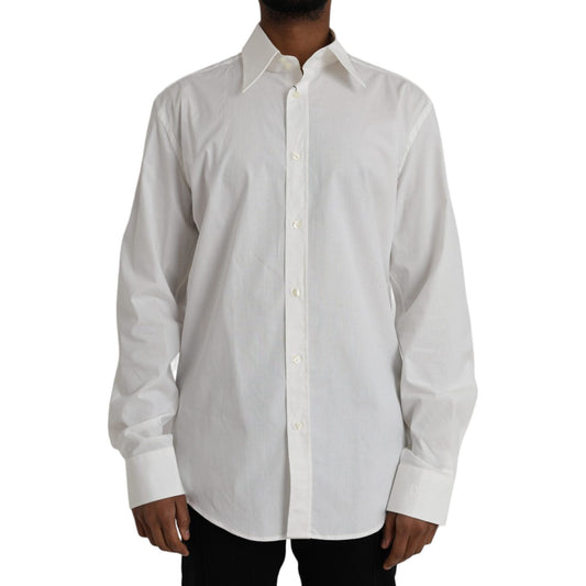 White Cotton Dress Slim Fit GOLD Shirt