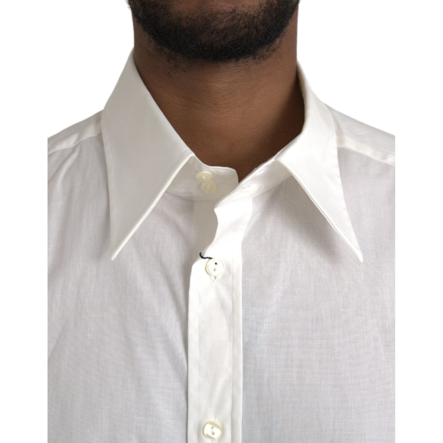 White Cotton Dress Slim Fit GOLD Shirt