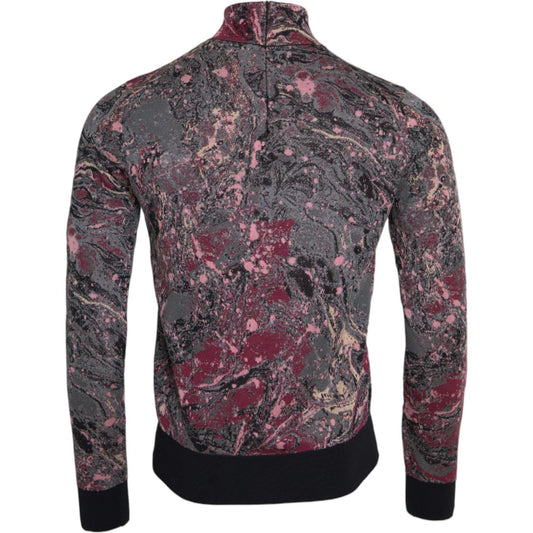 Multicolor Graphic Turtle Neck Men Sweater