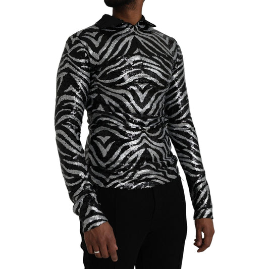 Black Silver Sequined Polyester Sweater