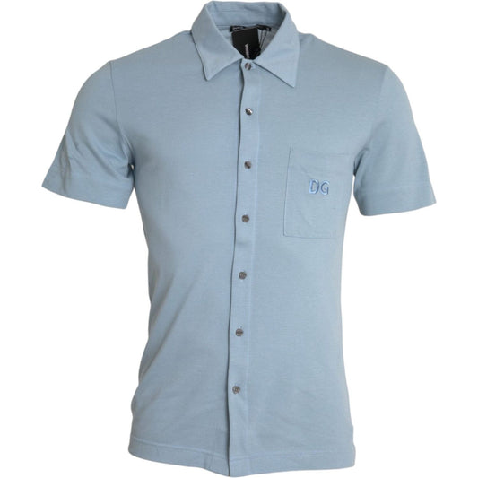 Light Blue Logo Cotton Collared Polo T-shirt