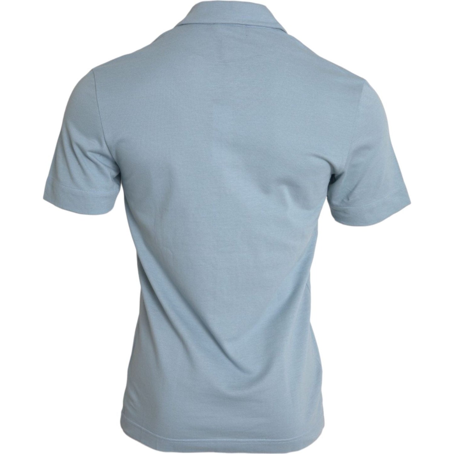 Light Blue Logo Cotton Collared Polo T-shirt