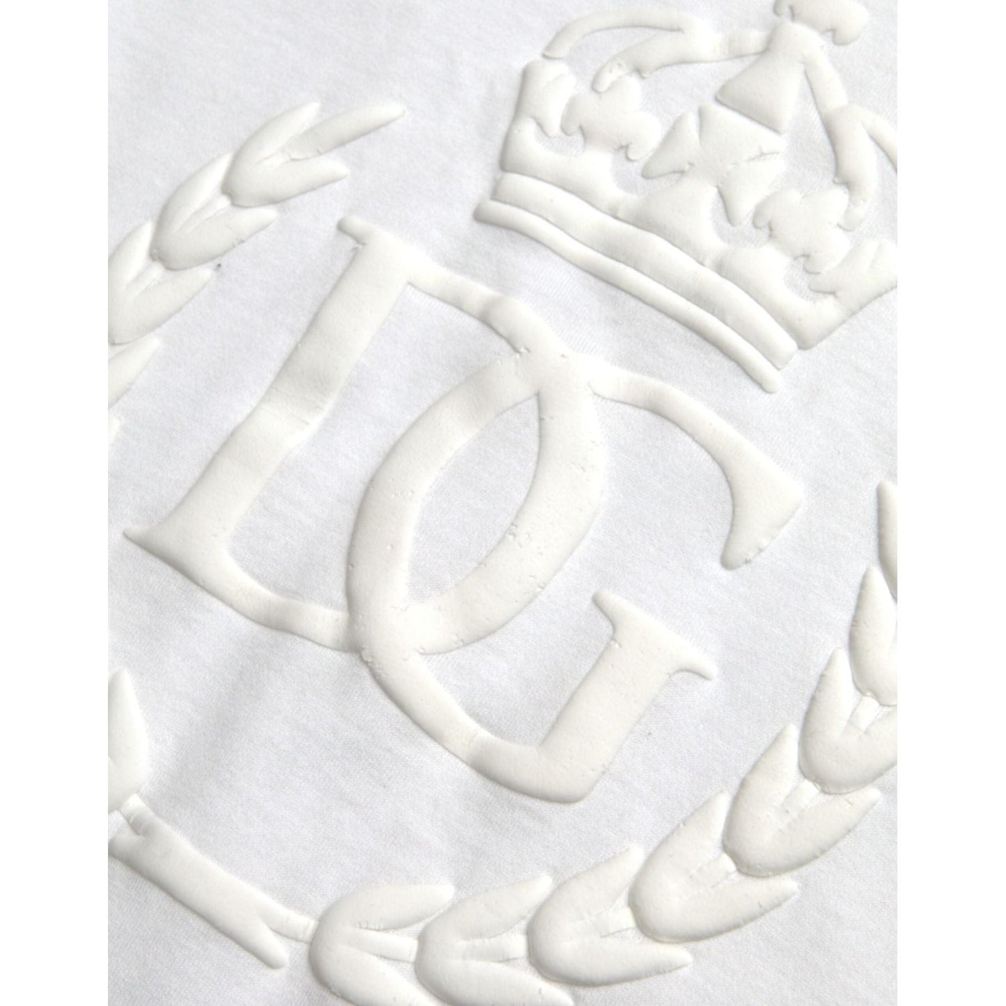 Dolce & Gabbana White Logo Embossed Cotton Crewneck T-shirt Dolce & Gabbana