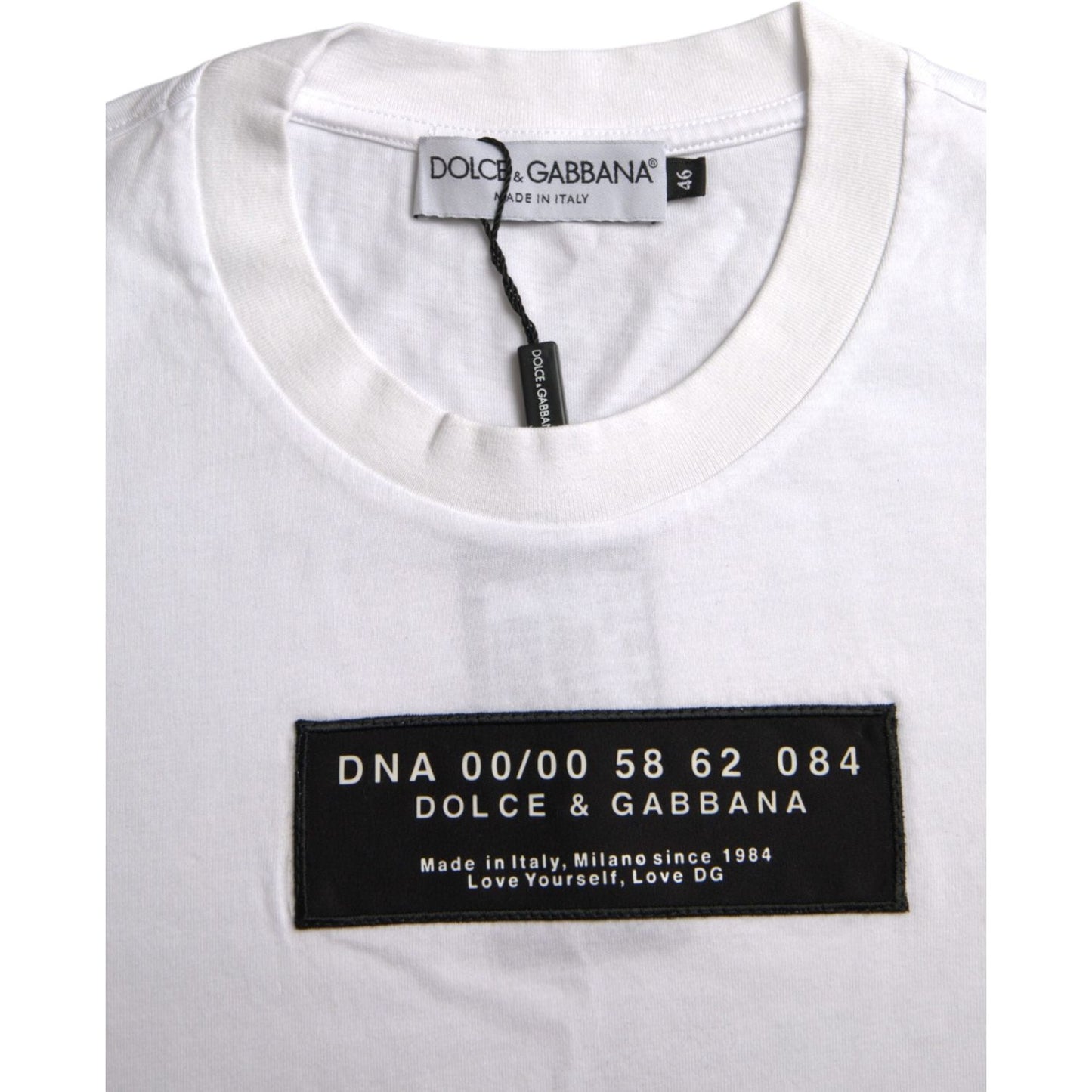 White Cotton DG Applique Men Casual T-shirt