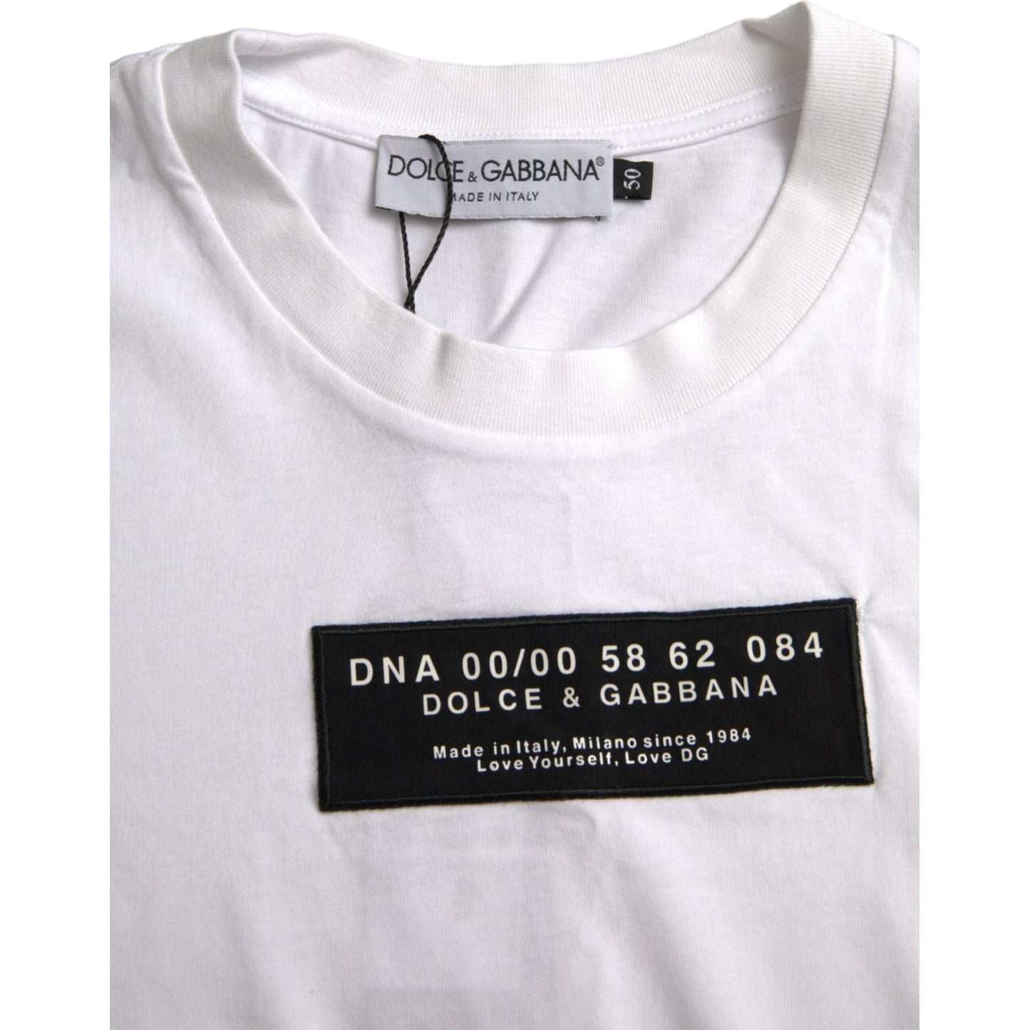 White Cotton DG Applique Men Casual T-shirt