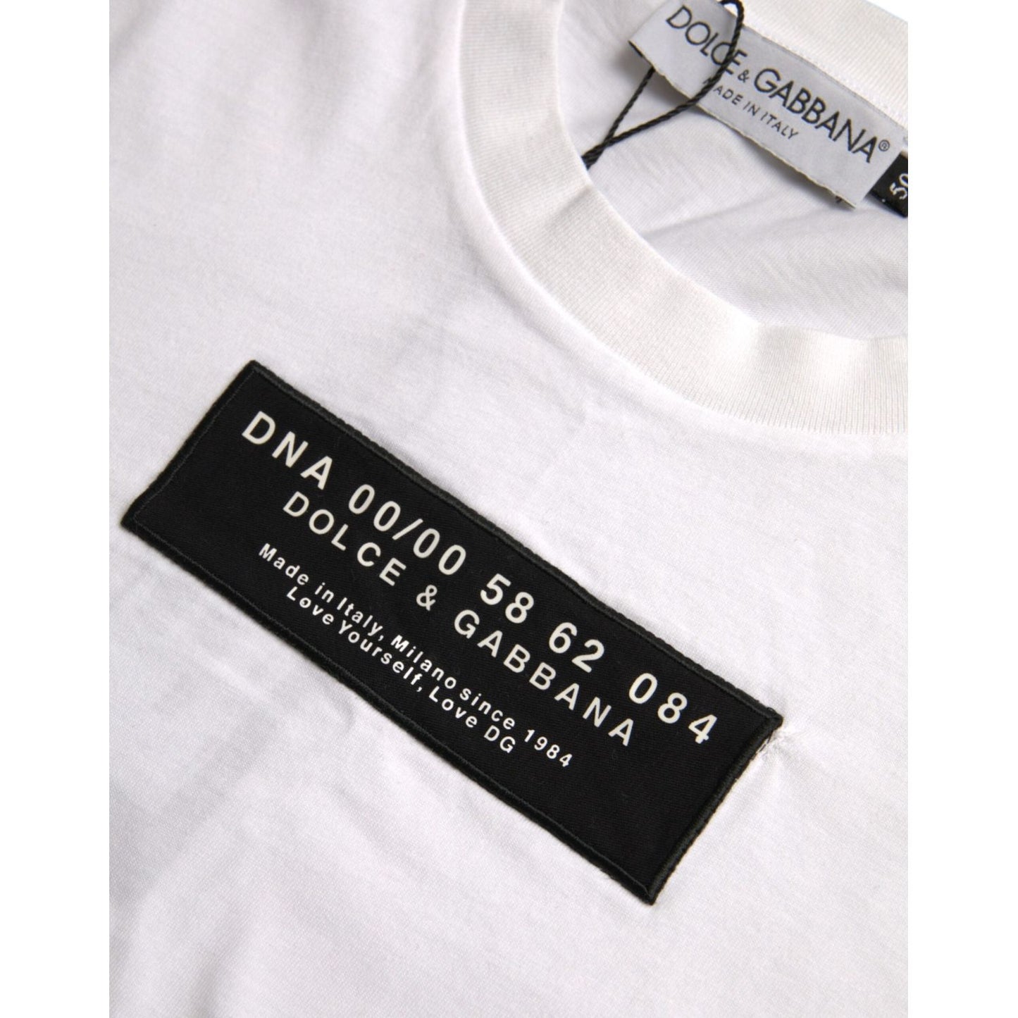 White Cotton DG Applique Men Casual T-shirt