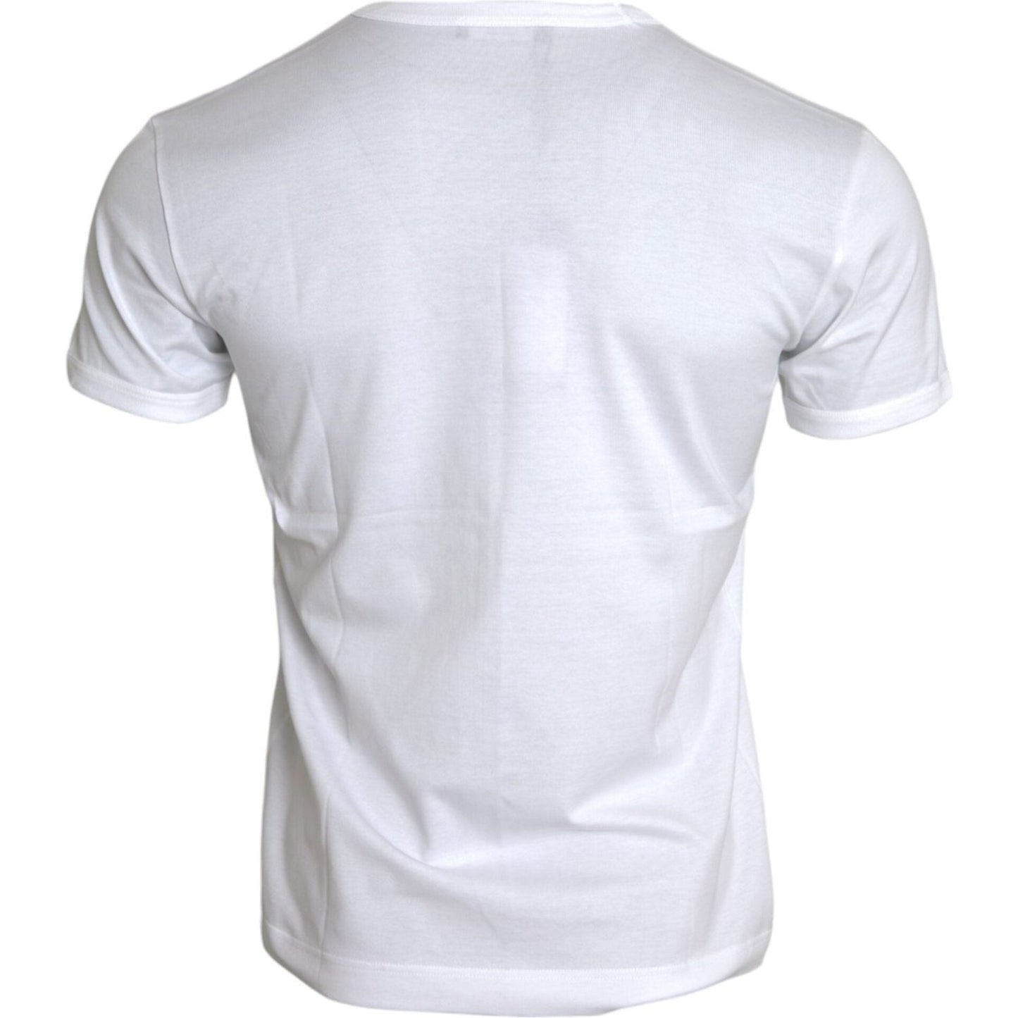 White Cotton Round Neck Short Sleeve T-shirt