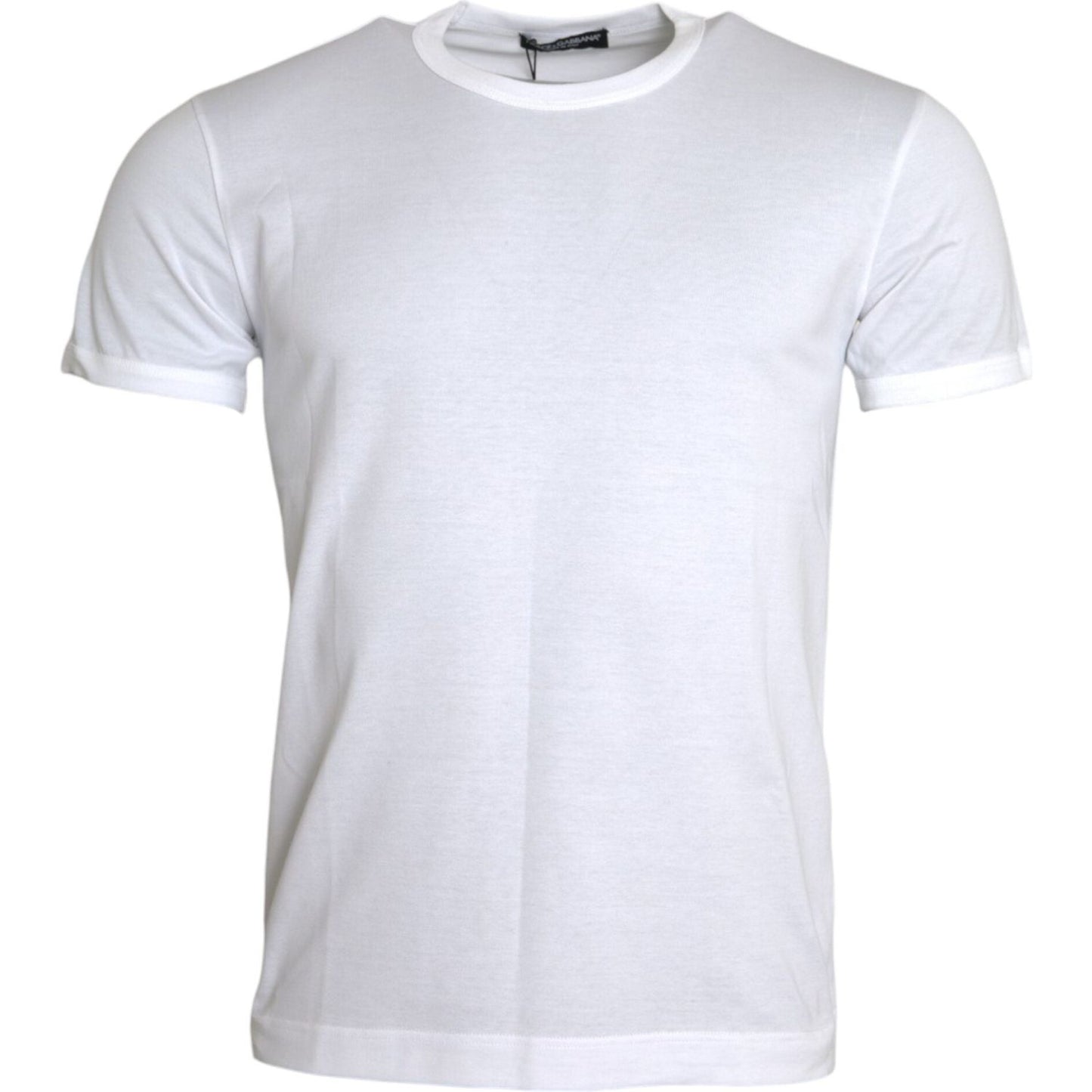 White Cotton Round Neck Short Sleeve T-shirt