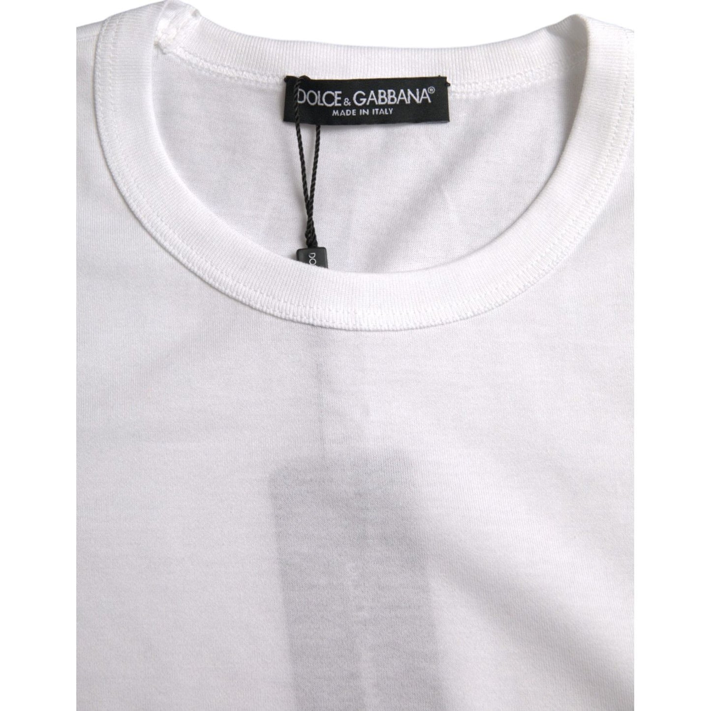 White Cotton Round Neck Short Sleeve T-shirt