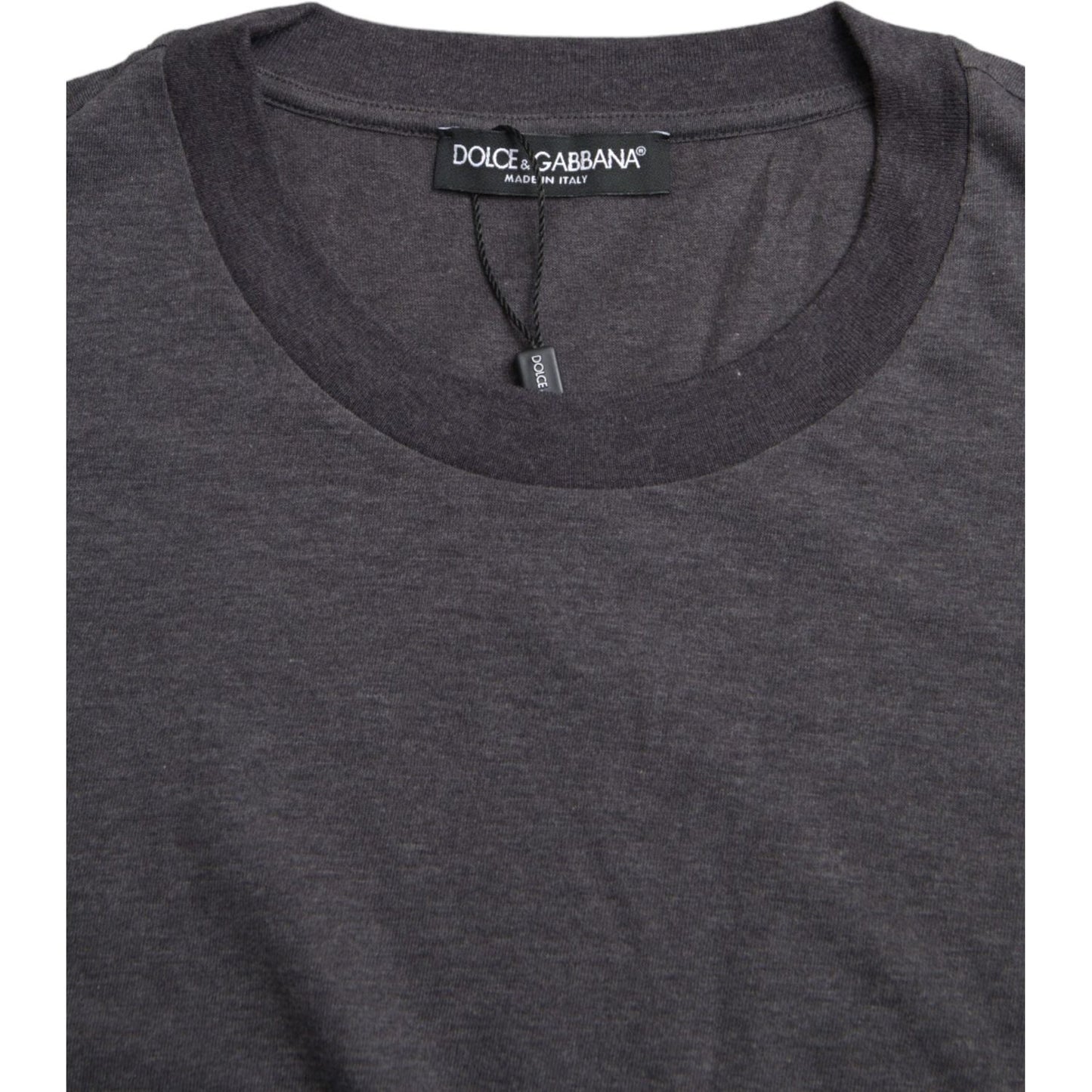 Gray Cotton Round Neck Short Sleeve T-shirt