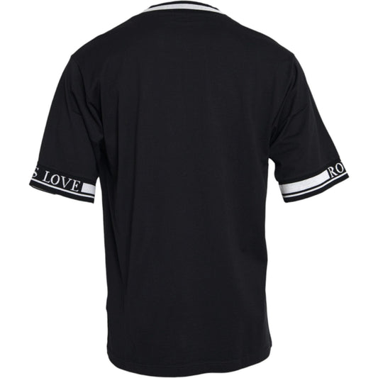 Dolce & Gabbana Black Cotton Graphic Print Crewneck T-shirt Dolce & Gabbana